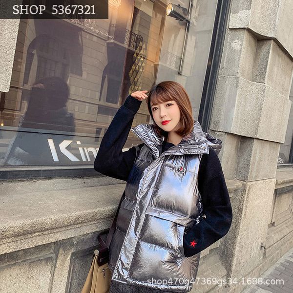 

2019 season short kuanliang noodles cotton-padded clothes vest suit-dress down cotton ma'am loose coat tide, Black;white