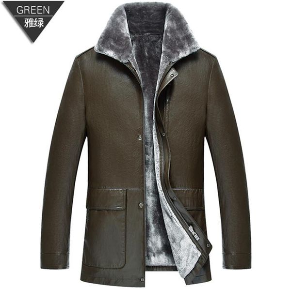 

m-3xl hot 2019 winter мужская новая мода отдых плюс бархат куртка мех один толстый отворот пу куртка, Black