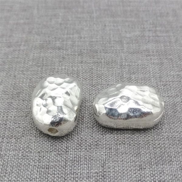 

other 925 sterling silver hammered nugget bead shiny plain spacer for bracelet