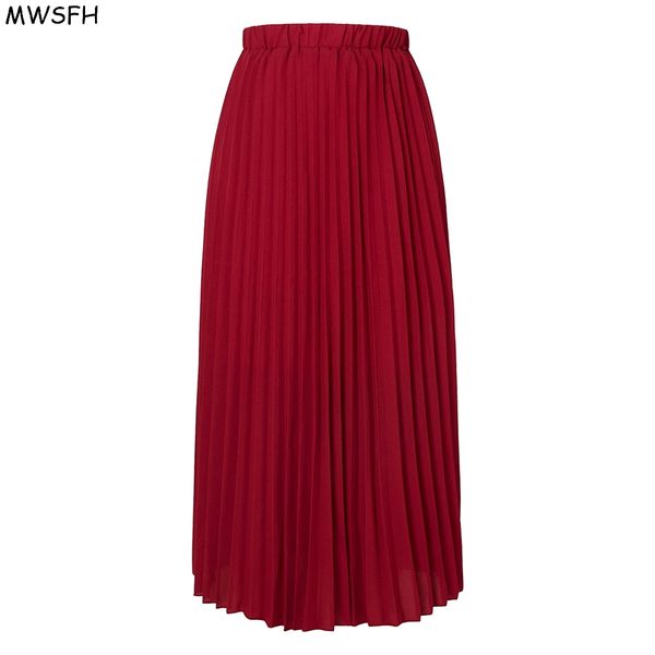 

mwsfh autumn women long pleated chiffon skirt solid retro maxi skirts female artificial piano pleated skirt woman jupe femme, Black;gray