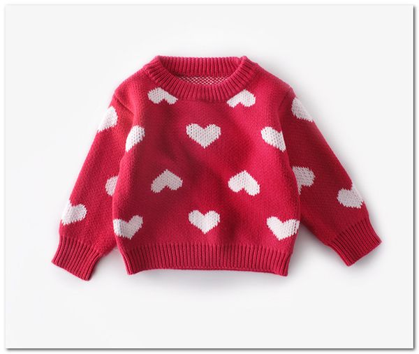 Maglione per bambini e bambine che amano i vestiti per bambini con motivo a cuore lavorato a maglia pullover per San Valentino J2779