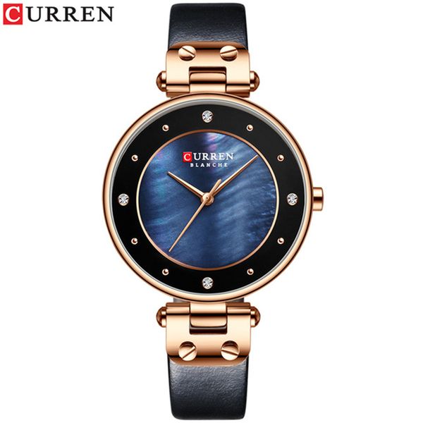 

curren 9056 women watches reloj mujer brand luxury leather strap wristwatch for women blue clock stylish quartz ladies watch, Slivery;brown