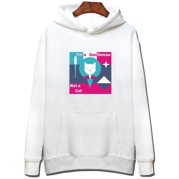 

funny cat hoodie for girl cute cat sweatshirt cotton male female women printed fashion pullover winter casual hoody, Black