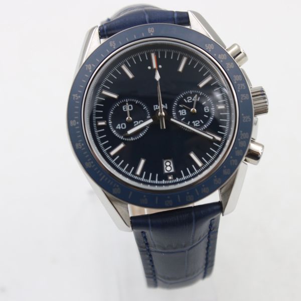 

omeg chrono speed quartz men racing master co-axial dark side of the moon black watch brown leather professional watches mens wristwatches, Slivery;brown