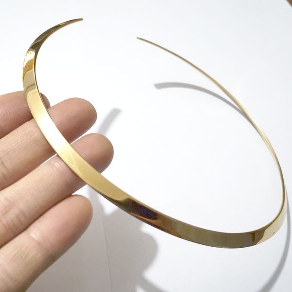 

for gifts trendy mens women party jewelry 6mm gold stainless steel choker collar open cuff necklace, Silver