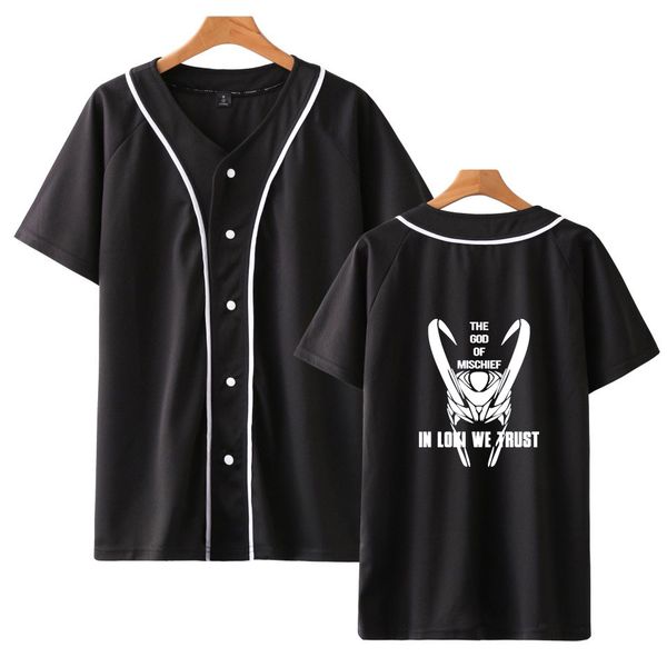 

summer loki v-neck baseball tee summer soft cool logo stylish short sleeve kpop harajuku casual fashion 2019 new women/men tee, Black;brown