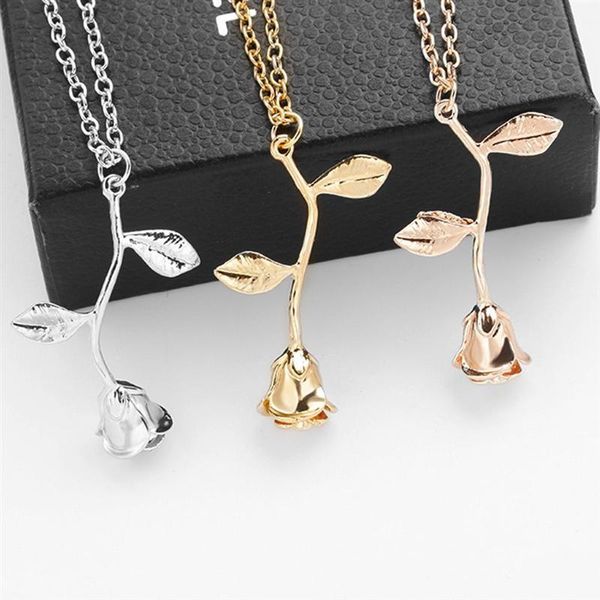 

2pcs rose necklace delicate elegant stylish valentine's day gift neck accessories chain necklace for ladies female women, Silver