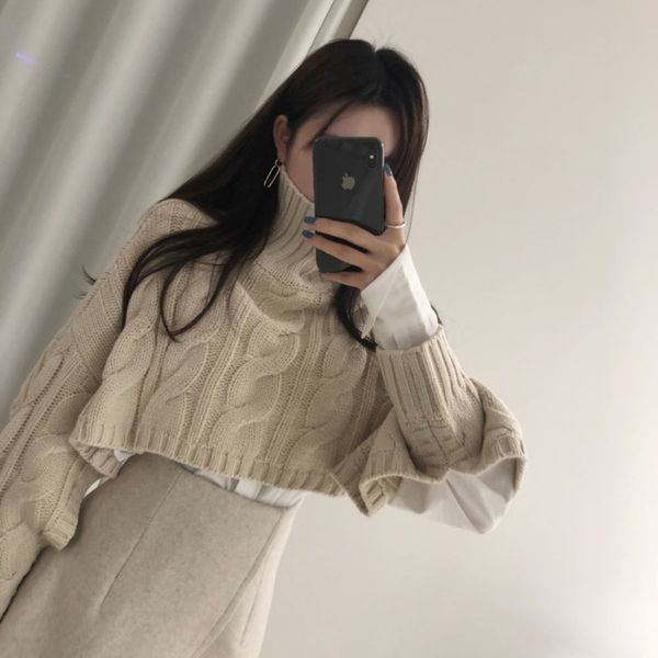 

women's sweaters autumn winter clothes women crop casual turtleneck fashion brand chic korean style ladies loose pullovers, White;black