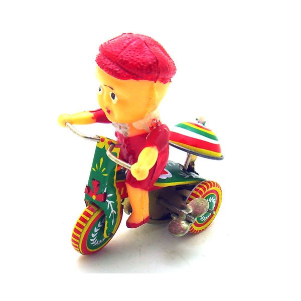 

tinplate nostalgic clockwork toy children toy figurine home decor rotatable bike model pgraphy nostalgic kids tricycle##4