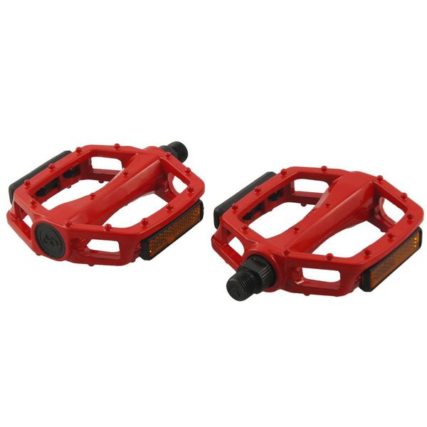 

metal bmx bike bicycle platform pedals red 14mm axle pair