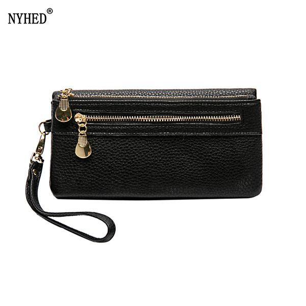 

nyhed women long purse fashion zipper wallet with card holder, Red;black