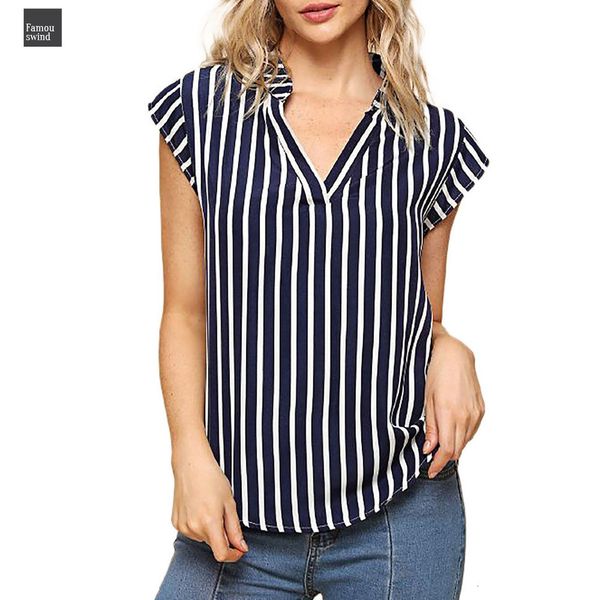 

женщины моды летние кофточки женщин рубашки полосатый printed v шеи блуза топы женские блузки одежда женская haut femme, White