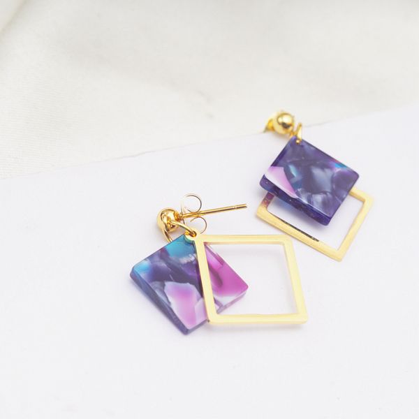 

new square geometric korea dangle earrings for women acrylic gold color drop earring modern fashion jewelry earings wholesale, Silver