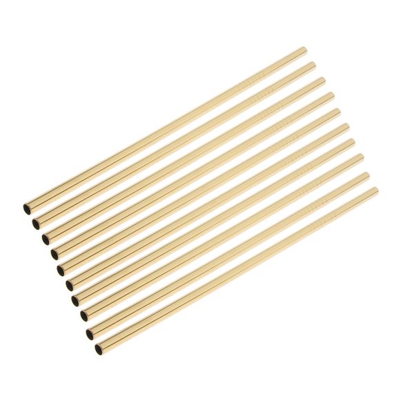 

10 pieces reusable metal stainless steel drinking straws straight for cups, gold - washable - easy to clean