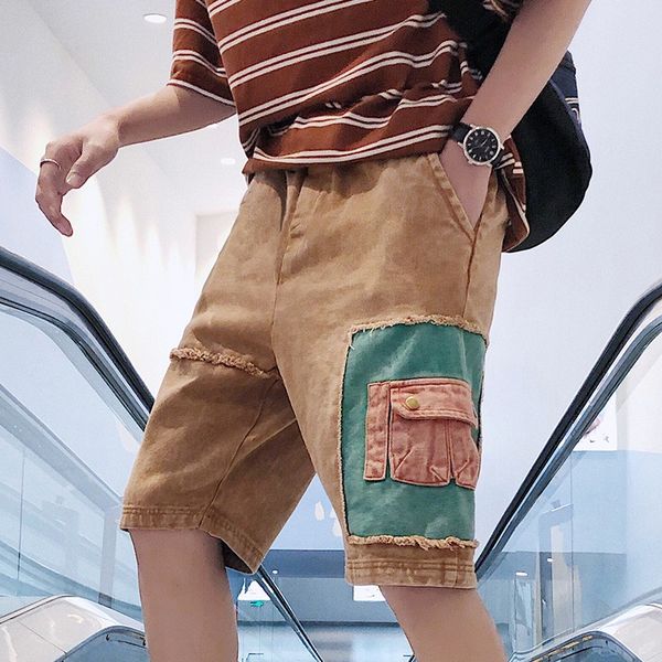 

new fashion summer shorts men 2019 jeans shorts men cotton casual hip hop multi-pockets men's cotton denim hommes, White;black