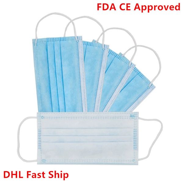 

fda ce approved disposable face mask anti-dust facial protective cover 3 layer disposable civil mask pm2.5 dustproof masks 50pcs/box