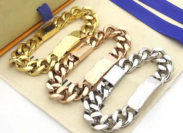 

highest level designer enamel 18k gold couple bracelettitanium steel letter mens bracelets bangles lovers luxury jewelry, Silver