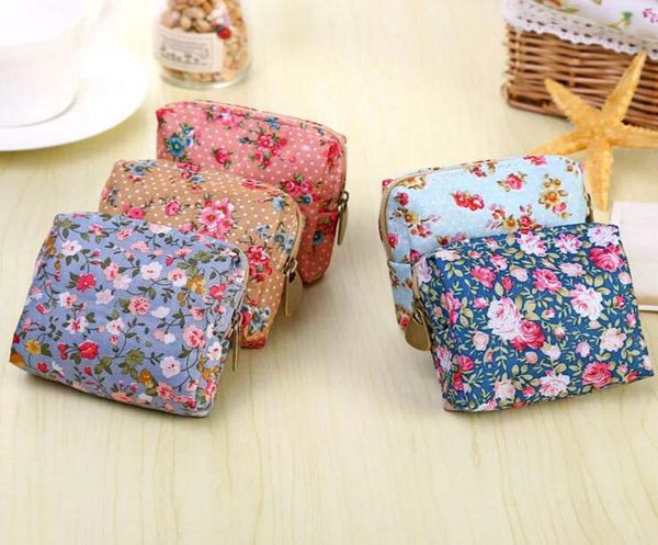 

300pcs floral printed canvas purse wallet coin bag pouch case, Red;black