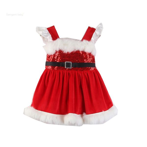 

christmas girls dresses red sequin baby princess dresses autumn winter suspender skirt baby girl clothes designer kids clothes z01, Red;yellow