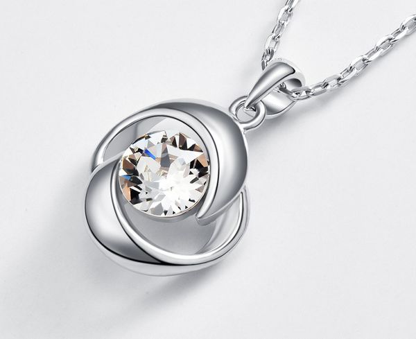 

fashion- s925 sterling silver inlaid swarovski crystal geometric model necklace in europe and america