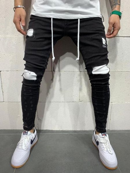 

rope detail uk style skinny fit mens jeans, Blue