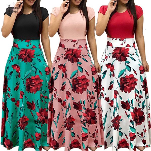 

maxi boho летнее платье женщины с коротким рукавом печати длинные платья женская полиэстер летний пляж цветочный vestidos платья дизайнер од, Black;gray