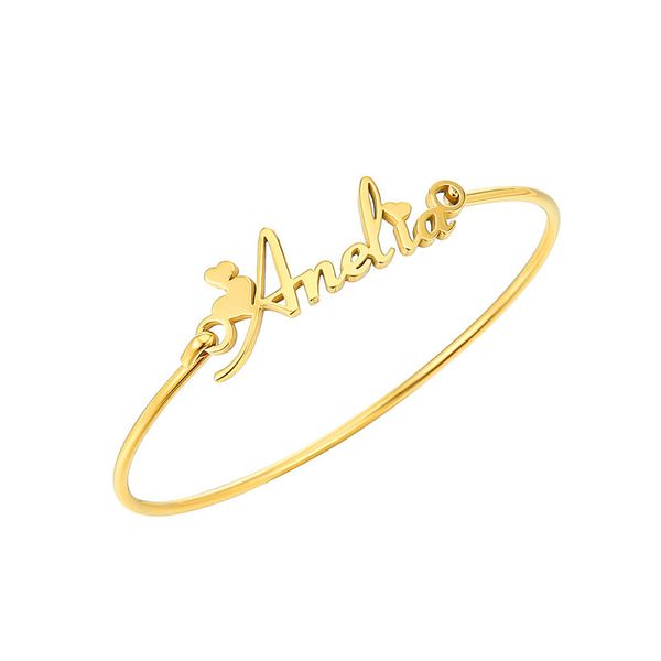 Braccialetti con nome personalizzato Braccialetti con polsini in filo metallico per donna Uomo Bracciale con targhetta con scritta a mano color oro in acciaio inossidabile BR1453