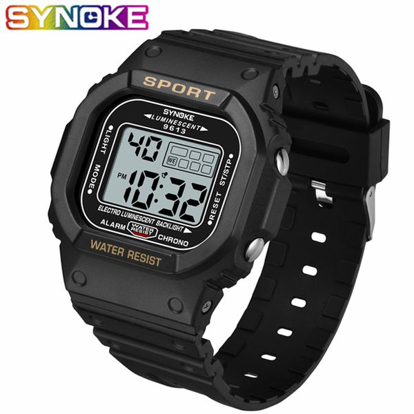 

synoke watch men digital waterproof sport watch student boys watches fashion alarm wristwatch mens hours clock watches, Slivery;brown