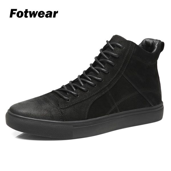 

fotwear men leather sneakers leather casual shoes high-black fashion with lace up good wearing with jeans soft outsole