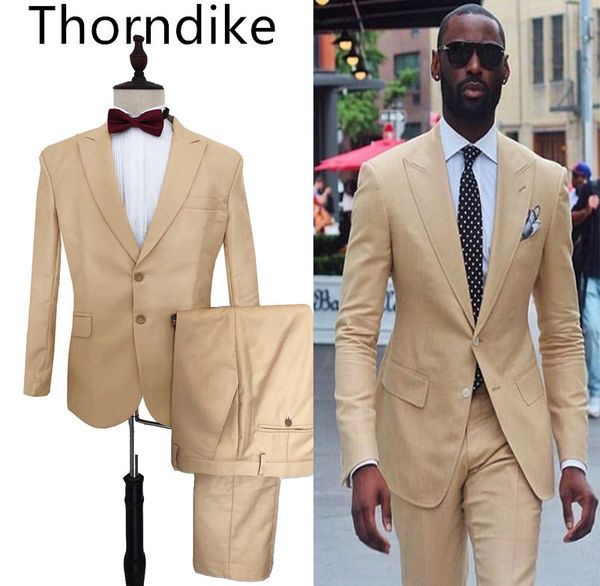 

thorndike custome homme men suits 2019 new style beige one button handsome party suits marige bridegroom tuxedos sell, White;black