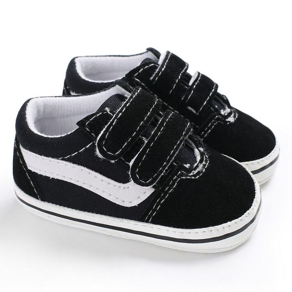 

newborn baby boys pre-walker soft sole pram shoes canvas sneakers trainers 0-18m, Black