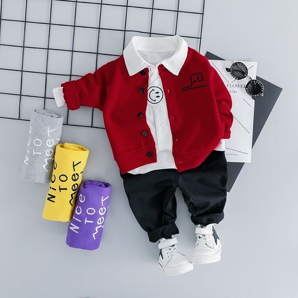 

2019 new spring autumn baby boys girl clothing clothes coat t shirt pants 3pcs/set kids tracksuits infant suits children costume, White