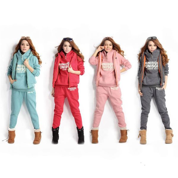 

plus size 6xl sport suit women tracksuit 3 piece set women fall winter woman clothes casual hooded sweatshirt coat, White