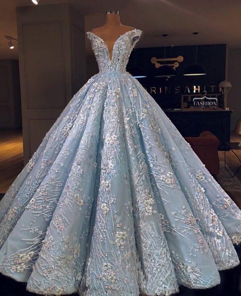

2019 light blue evening dresses lace 3d floral appliqued beads off the shoulder a line ruffles girls pageant dress custom made prom gowns, Black;red