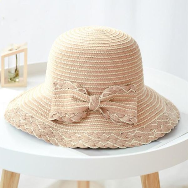 

seioum new fashion flat sun hat women's summer bow straw hats for women beach headwear chapeau femme gift, Blue;gray
