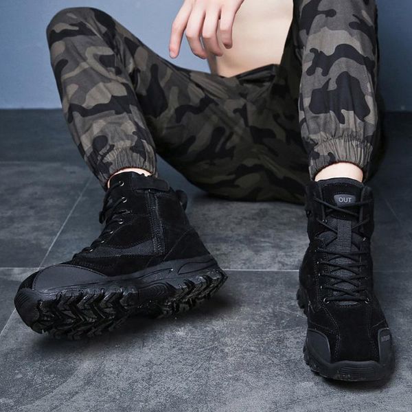 

nice men desert tactical boots mens work safty shoes swat army boot zapatos ankle lace-up combat boots .8, Black