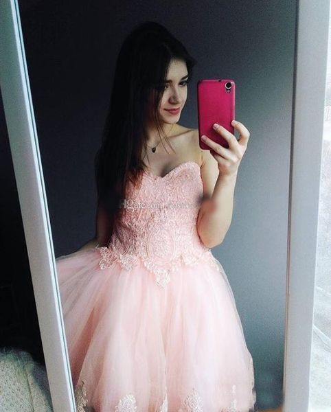 

lovely short homecoming dresses pink lace bodice sweetheart pleated mini length prom party gowns, Blue;pink
