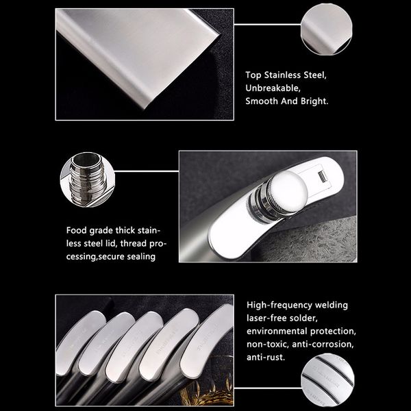 

stainless steel hip liquor flask whiskey alcohol pocket wine bottle bjstore