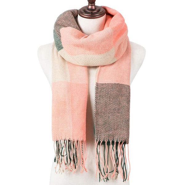 

yeabiu мода зима шарф женщин плед теплый шарф для женщин шерсти шарфы повседневный платки кашемира женский шаль wrap blanket, Blue;gray