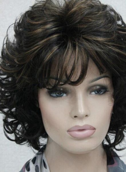 Wig Ll 002031 Sexy Curly Dark Brown With Strawberry Blonde Highlight 14 Women Synthetic Wig Equal Lace Front Wigs Wigs On Sale From Zhe78786
