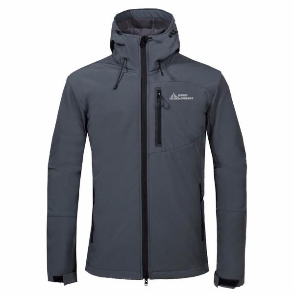 

2020 mount conquer men softshell fleece hiking jacket windproof water repellent sport wear male clothing climbing riding coat, Blue;black