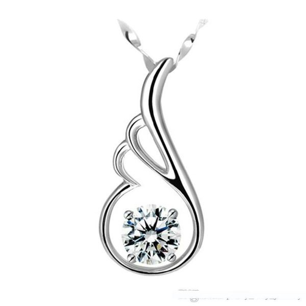 

925 sterling silver items diamante crystal jewelry angel wing pendant statement necklaces wedding vintage fashion charms