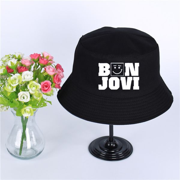 

fashion bon jovi logo summer hat women mens panama bucket hat bon jovi design flat sun visor fishing fisherman hat, Blue;gray