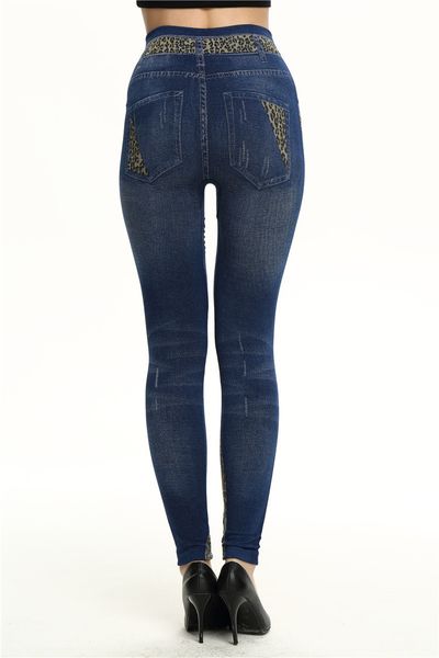 

faux denim jeans leggings hollow out print women imitation jean slim fitness leggings elastic seamless leggins trousers ym8107, Black;white