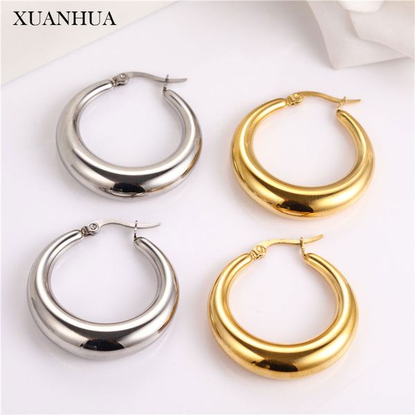 

xuanhua stainless steel earings fashion jewelry accessories round earrings for women small hoop earrings ing, Golden;silver