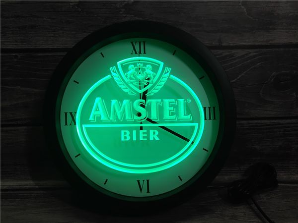 

0a024 amstel beer bar app rgb led neon light signs wall clock