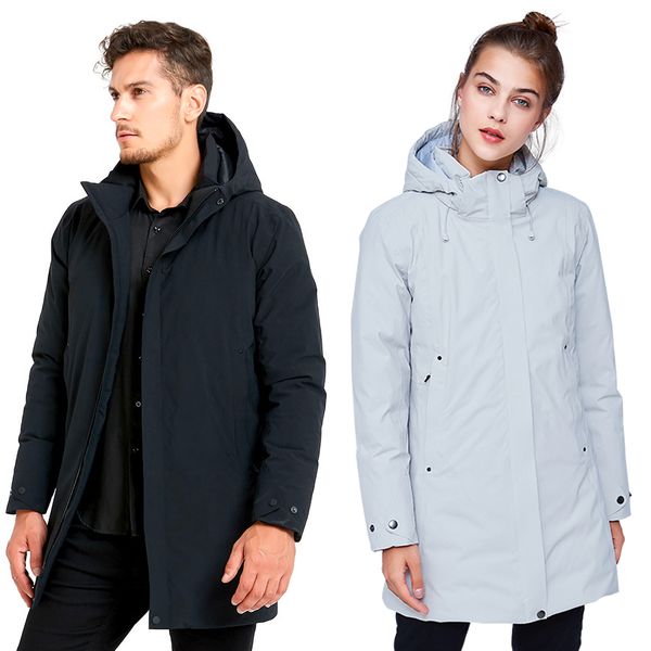 

highrock autumn/winter outdoor waterproof thick long hooded down jacket men&women business casual fashion v125/v126, Blue;black