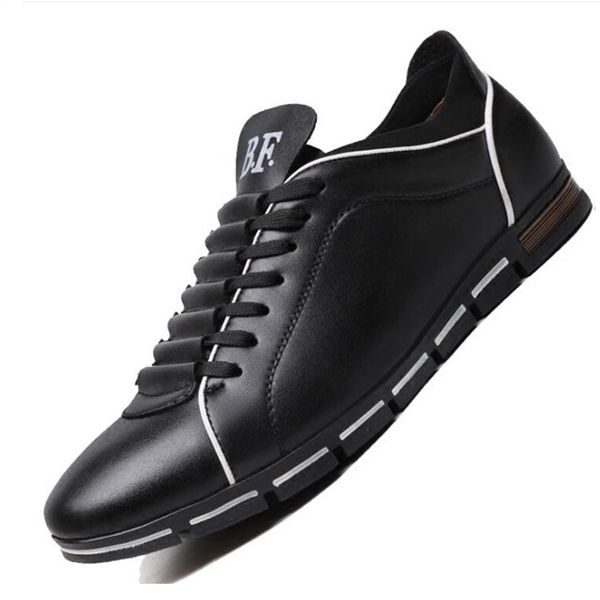 

plus size 38-48 mens pu leather shoes lace up casual shoes 5 colors flat heel mens casual walking comfortable shoe, Black