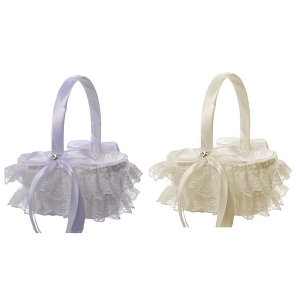 

2 pieces lace ribbon fresh sweet romance flower basket flower girl basket