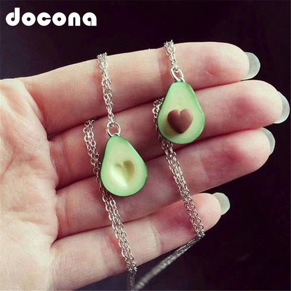 

cute avocado shape pendant necklace for women girl fruit shape chains charms necklace party gifts 6046, Silver